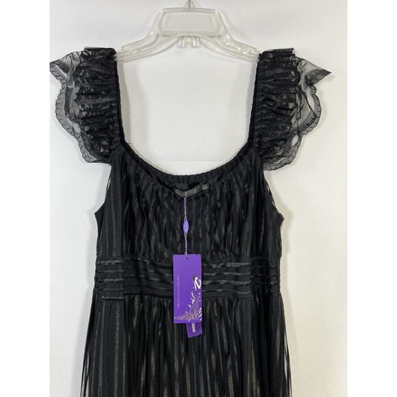 NWT Ever -Pretty Babydoll Victorian Dress Womens 14 Black Ruffle Whimsigoth - Picture 2 of 12